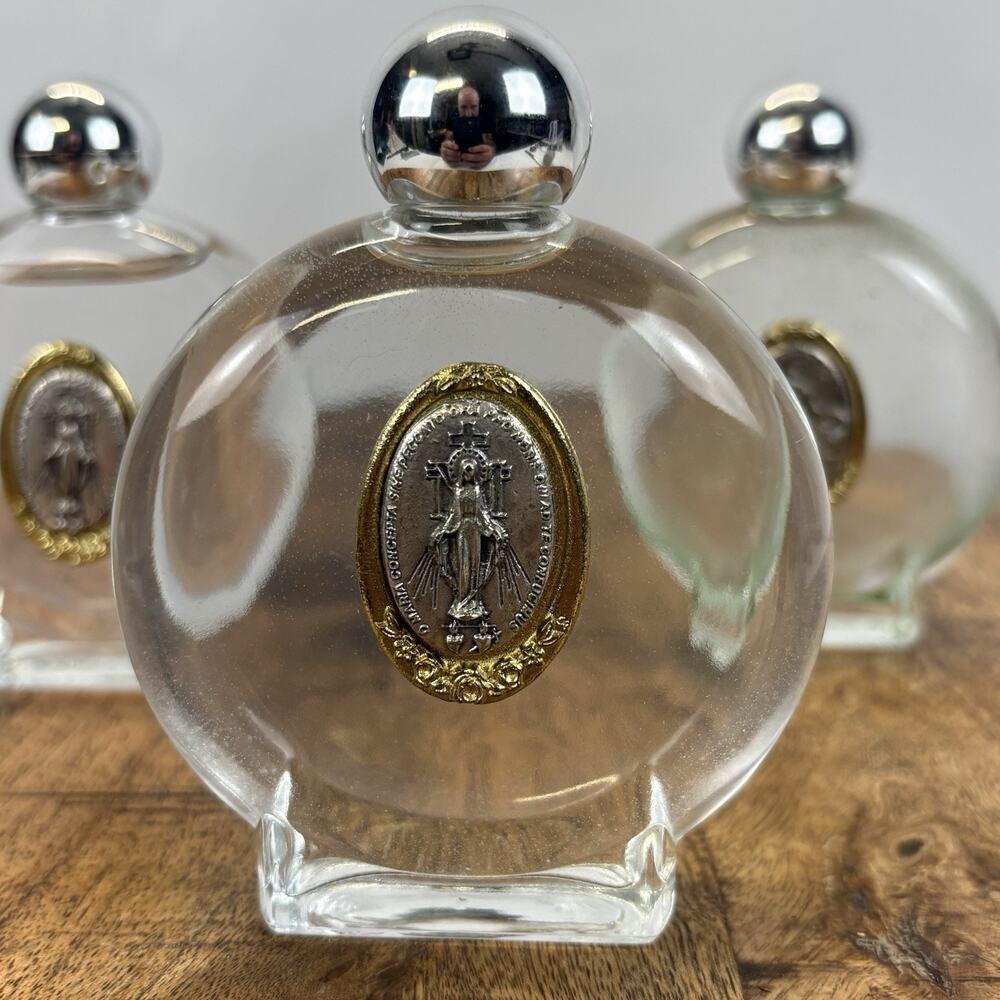 Lot Of 3 Vatican Holy Water Bottle Miraculous Virgin Made in Italy